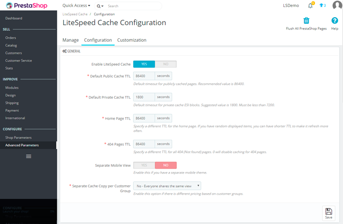 LiteSpeed Cache for PrestaShop - LiteSpeed Technologies